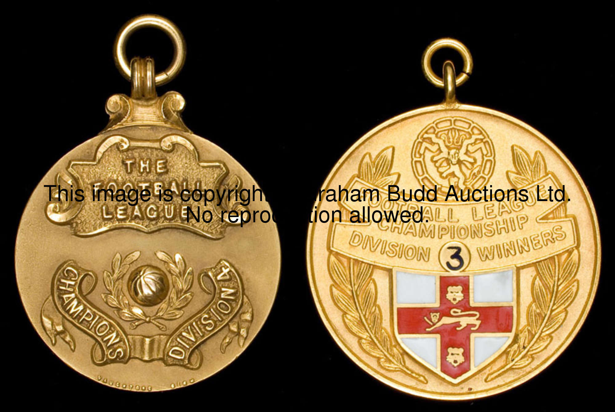 A 9ct. gold and enamel Football League Division Three Championship medal season 1981-82, inscribed F...