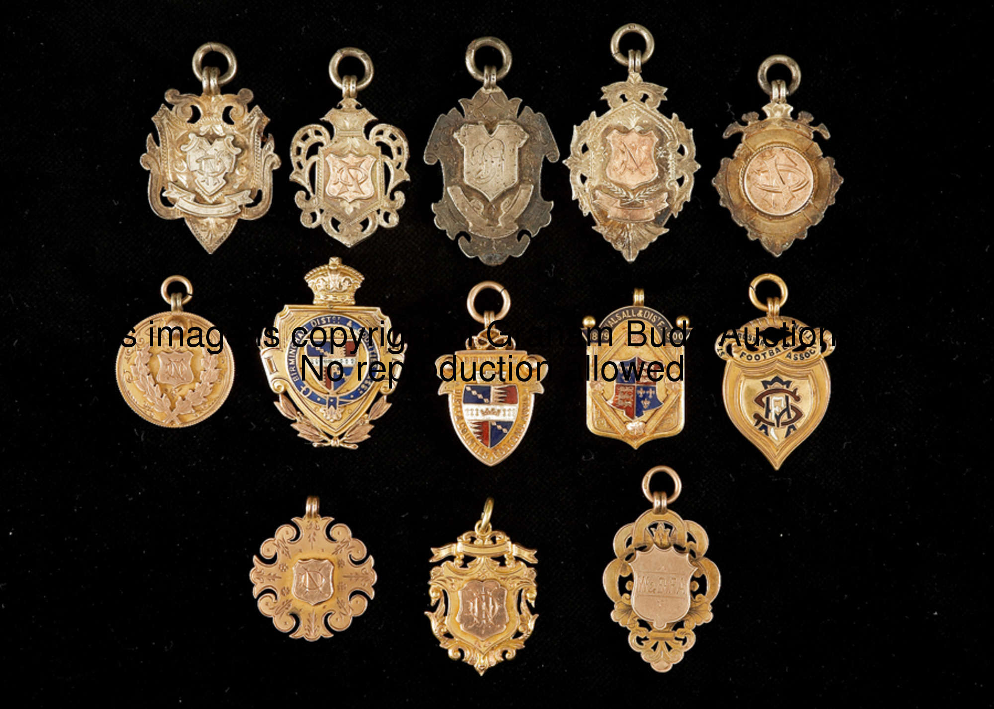 A group of 13 medals won by Dan Nurse of Wolverhampton Wanderers between 1894-95 and 1900-01, nine i...