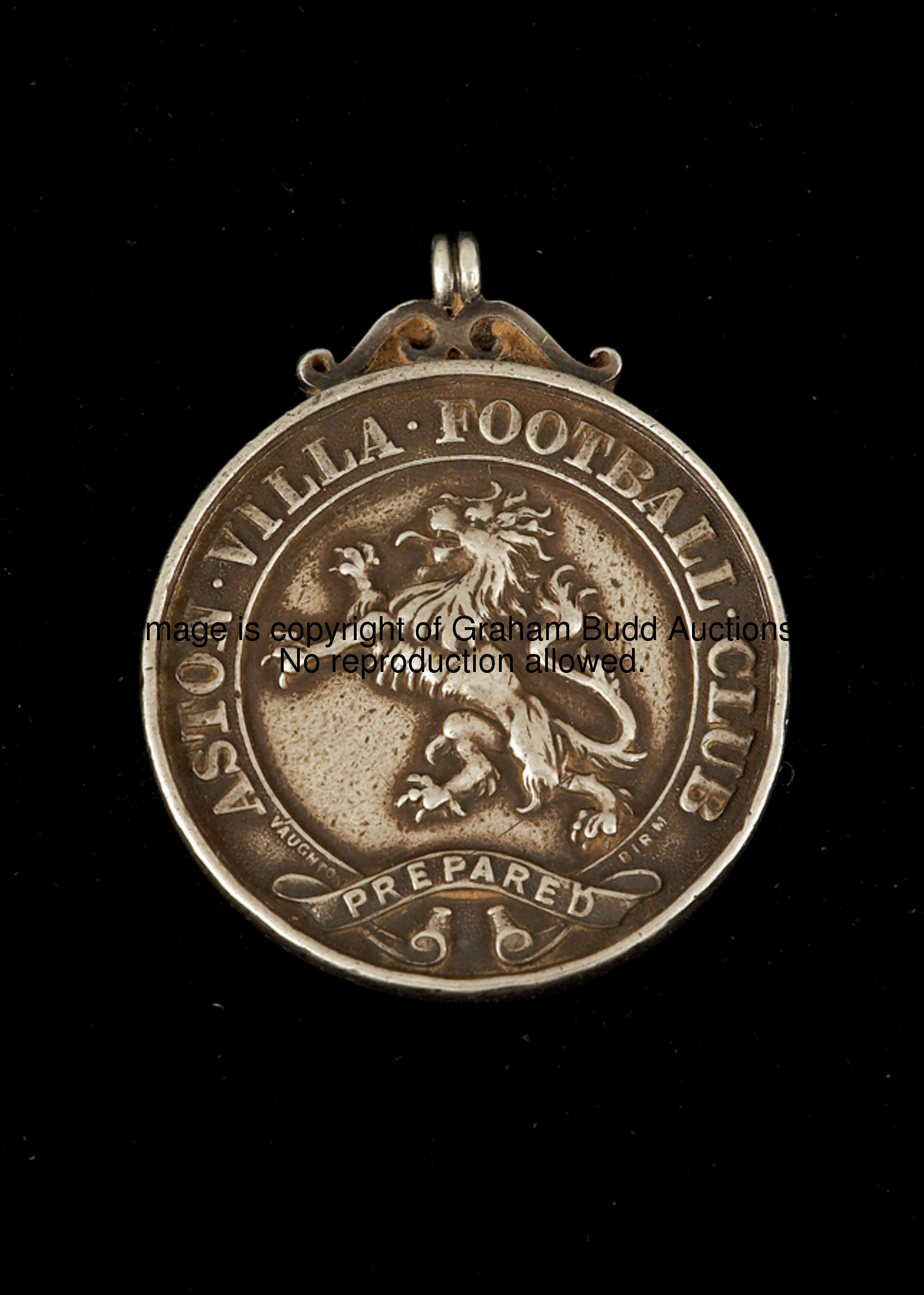 A silver medal awarded to Jeremiah Griffiths by Aston Villa FC in commemoration of the 1896-97 doubl...