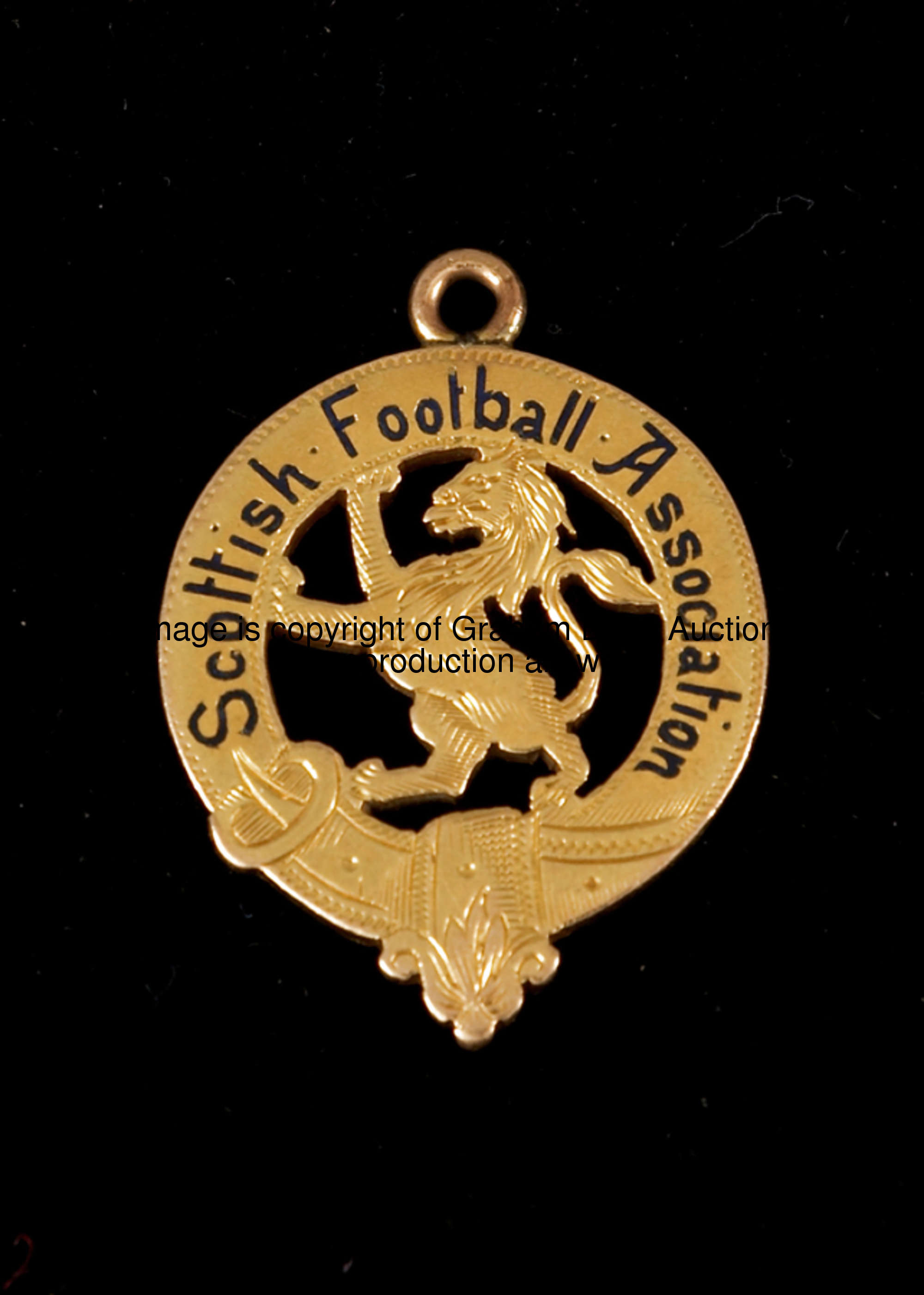 A 15ct. gold & enamel Scottish Football Association long service medal, the reverse inscribed, S.WYL...