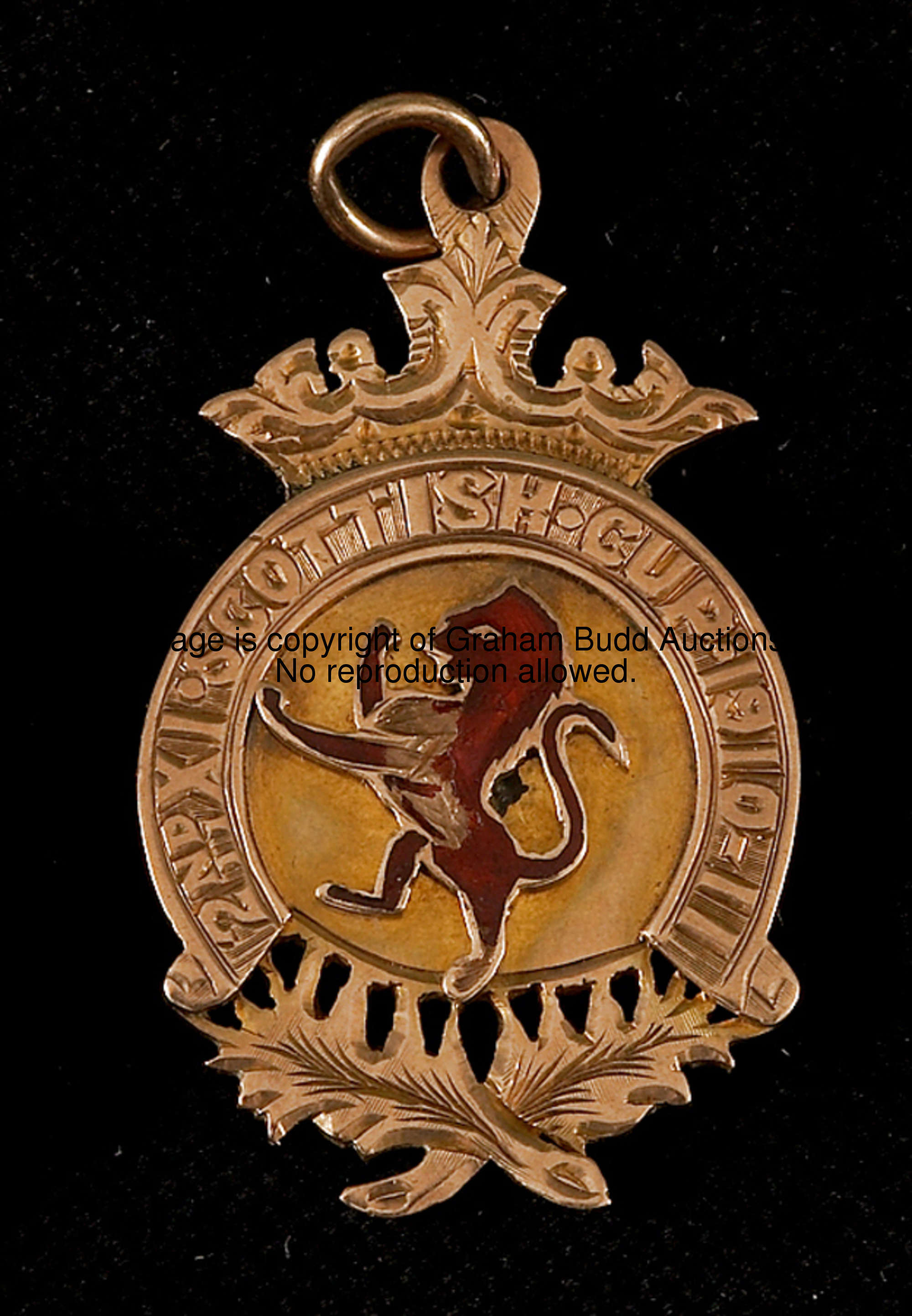 A 9ct. gold & enamel Scottish F.A. 2nd XI Cup winner's medal 1910-11, the reverse inscribed WON BY R...