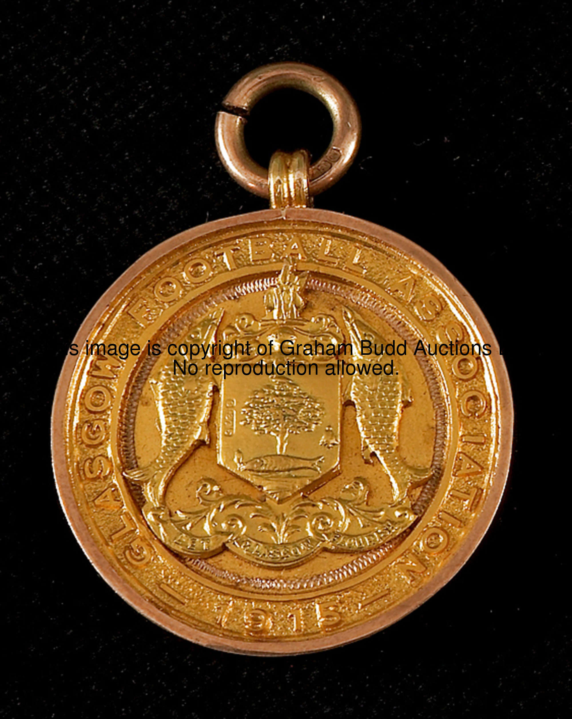 A 9ct. gold Glasgow Football Association Cup winner's medal 1915, in original case of issue also ins...