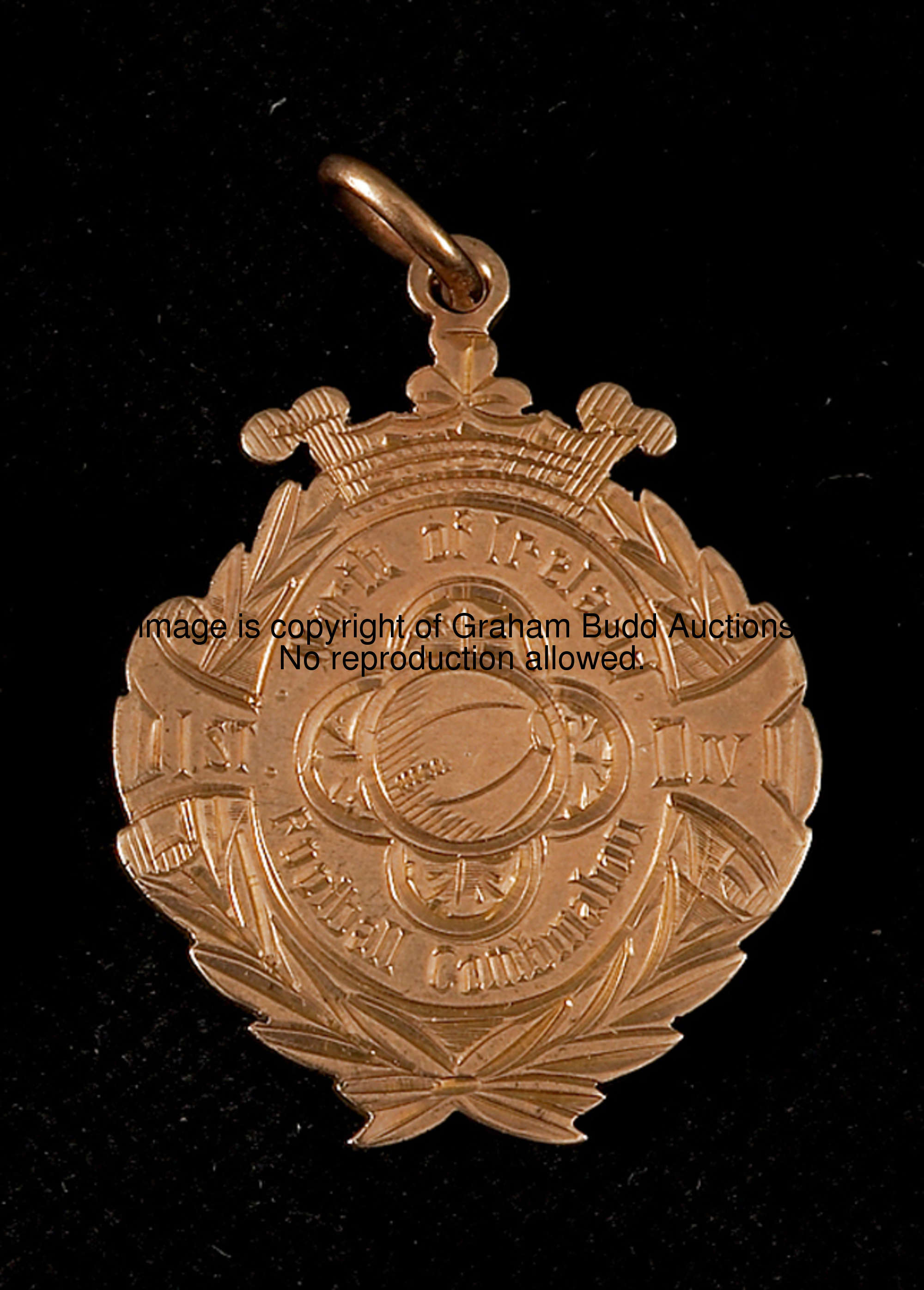 A 9ct. gold North of Ireland 1st Division Football Combination medal 1924-25, the obverse inscribed ...