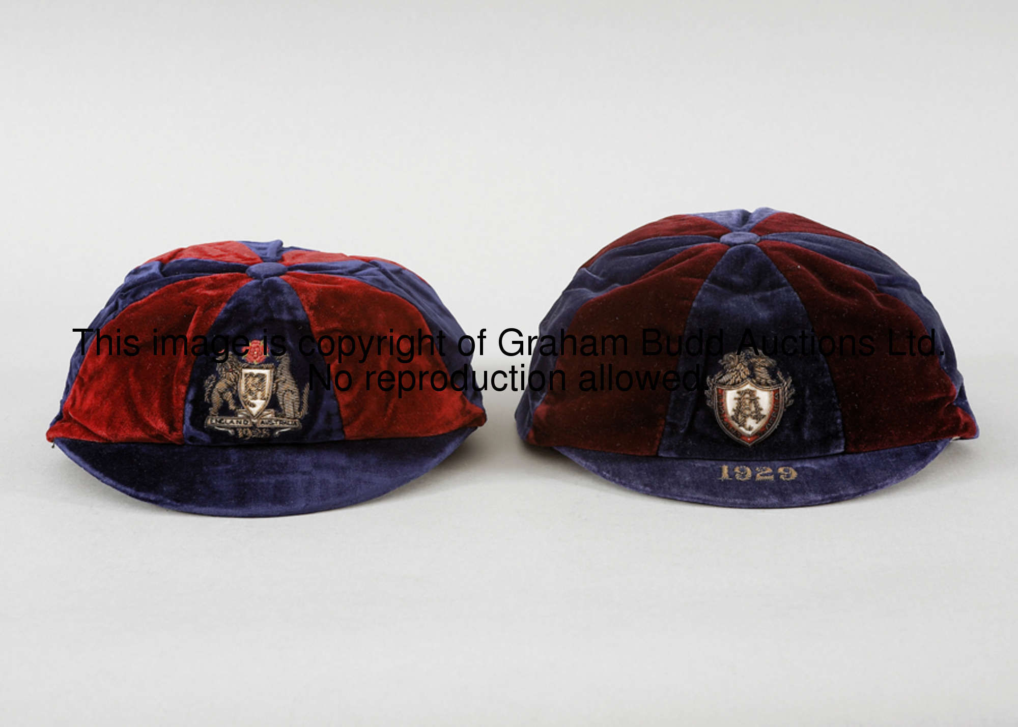 Tom Whittaker's purple & red Football Association 1925 Tour of Australia cap, embroidered F.A., ENGL...