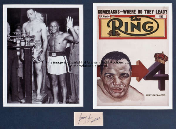 A group of four signed heavyweight boxing framed presentations, each mounted with scanned photograph...