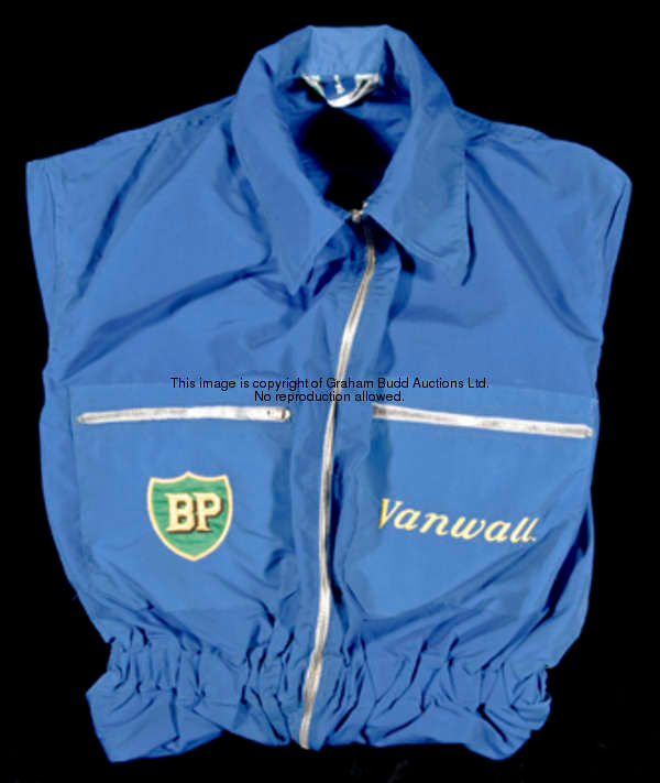 Vanwall F1 racing team-related ephemera 1955 to 1961, a collection comprising a set of royal blue zi...