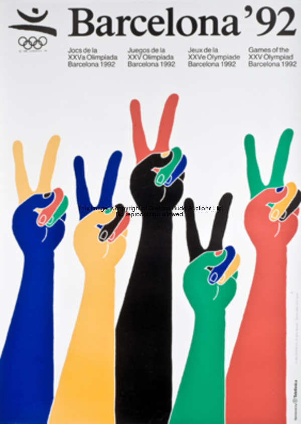 1992 Barcelona Olympic posters, four copies of the poster with v-sign design, and four with abstract...