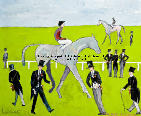 Elie Lambert (contemporary) ROYAL ASCOT AT YORK JUNE 2005, HM THE QUEEN'S COLOURS signed & titled, o...