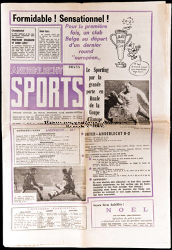 The rare official Anderlecht club newspaper programme for the 1970 Fairs Cup final v Arsenal, issued...