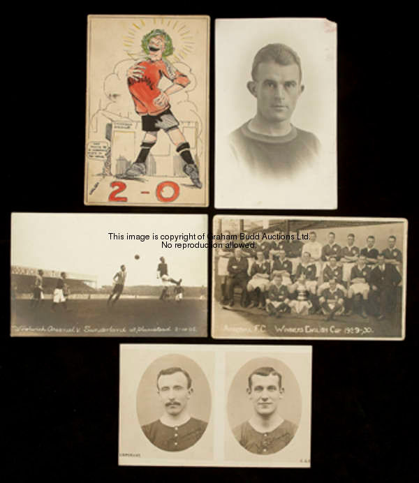 10 early postcards featuring Arsenal FC and their players, four with real photo match action featuri...