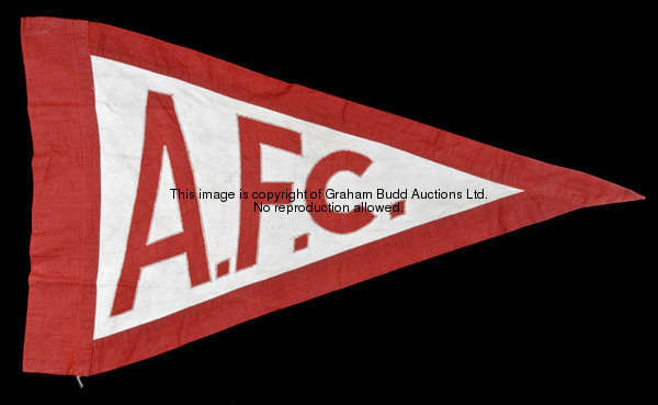 An old Highbury corner flag, red & white, lettered A.F.C.