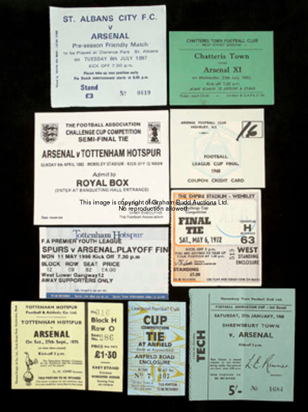 A quantity of Arsenal match tickets, the majority 1980s onwards but with some earlier representation...