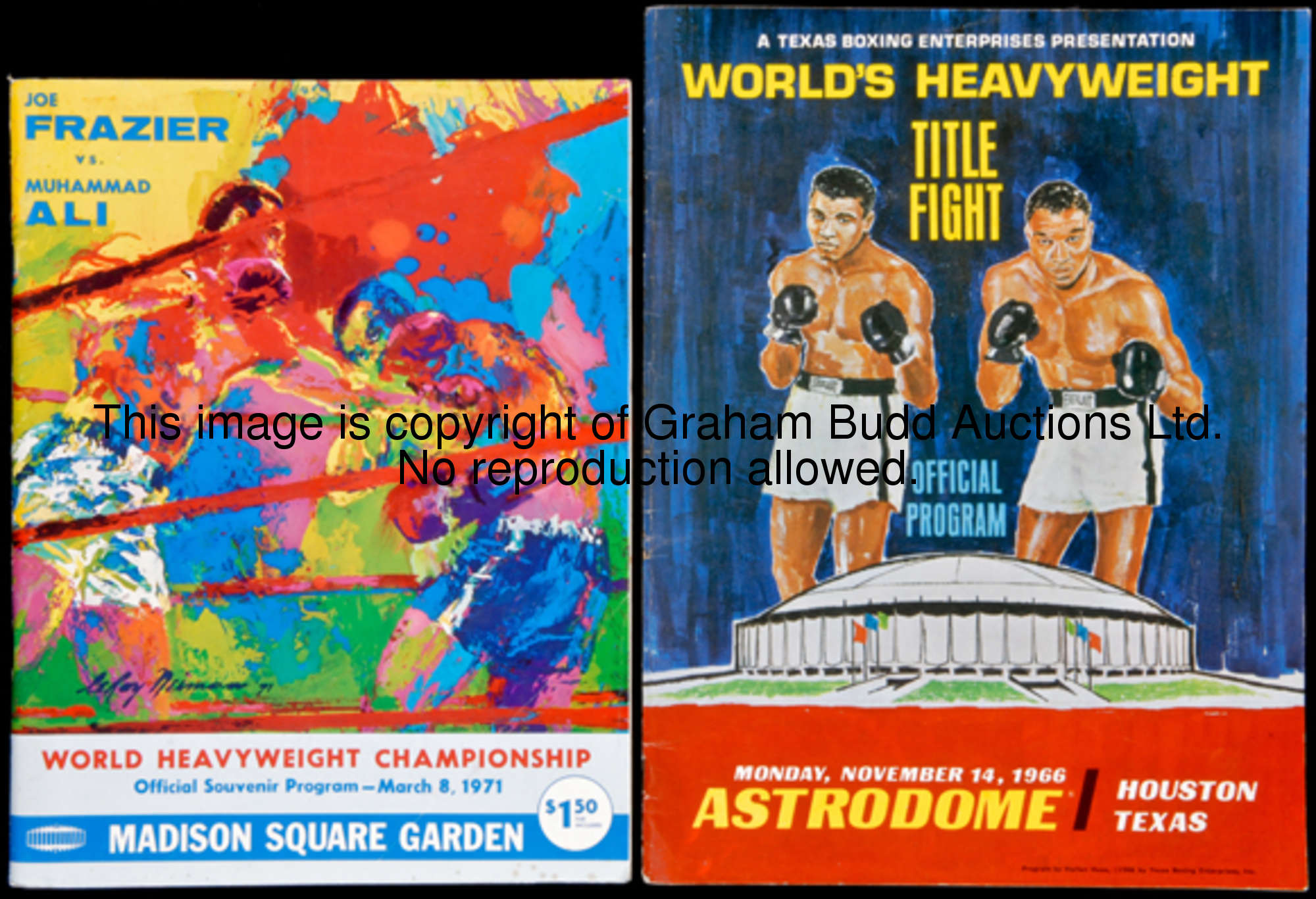 Two Muhammad Ali World Heavyweight Championship boxing programmes, v Cleveland Williams at the Houst...