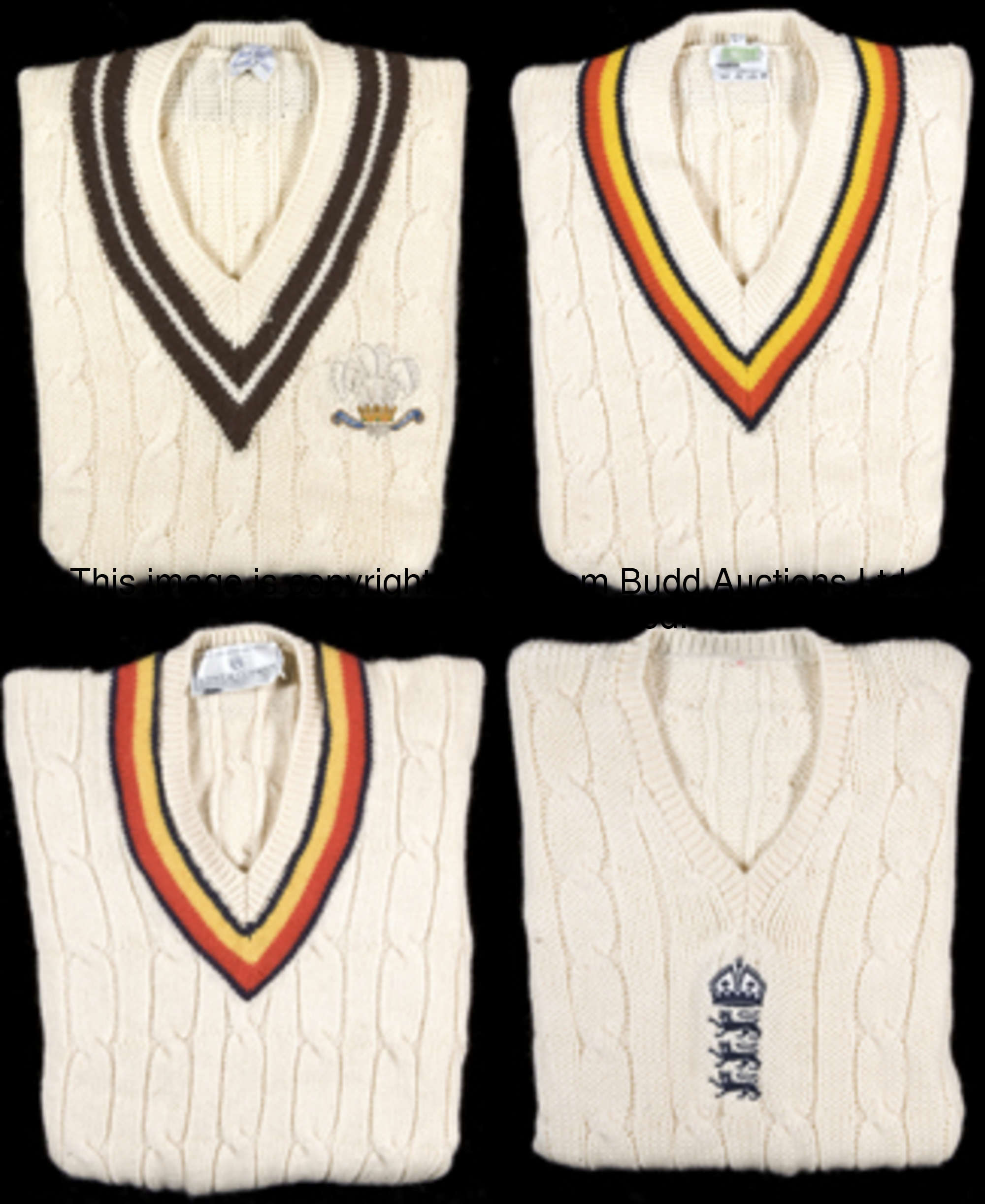 A group of four Barrington cricket sweaters, a Surrey CCC sleeveless, a MCC long-sleeved, a MCC slee...