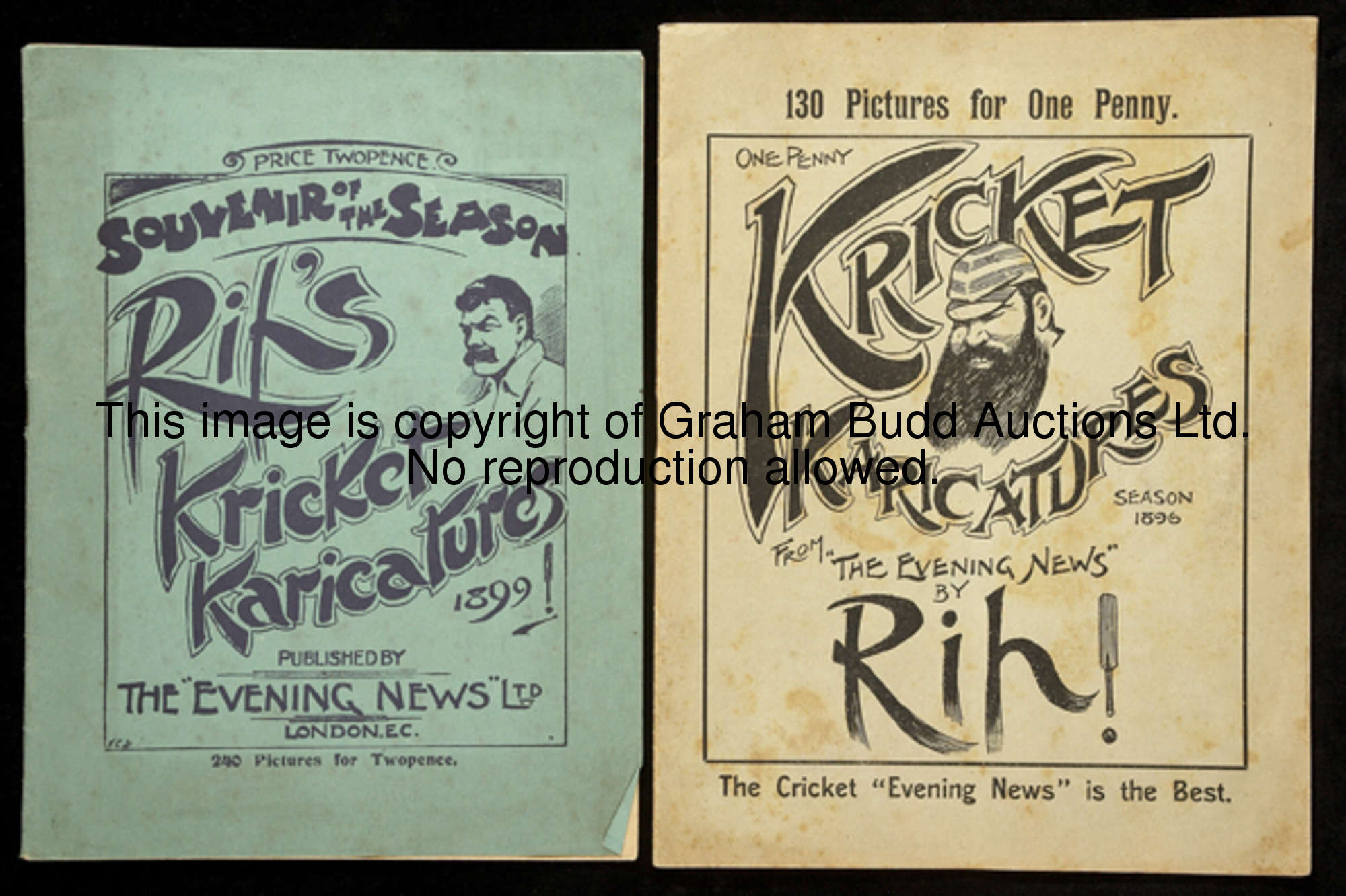 Hill (Roland Pretty) Rip's Kricket Karicatures, 2 vols, for 1896 and 1899; sold together with A Port...