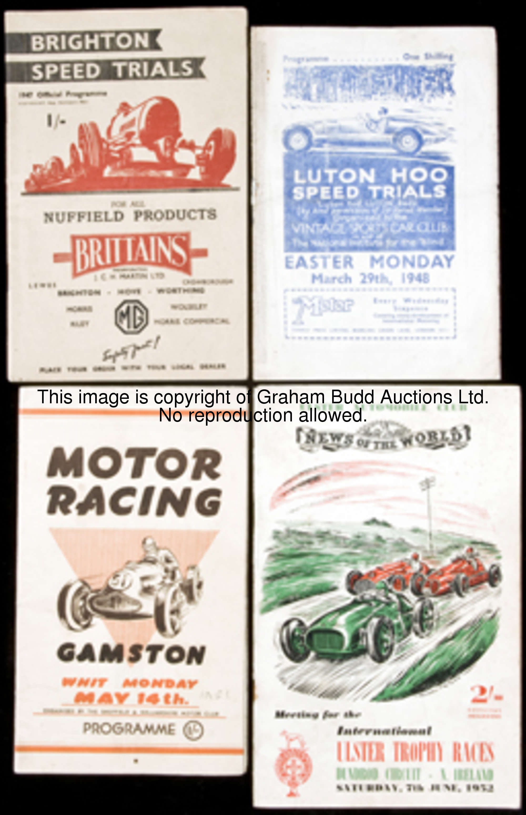 An assortment of rare post-war motorsport programmes, comprising 1946, 1947 and 1949 Brighton Speed ...