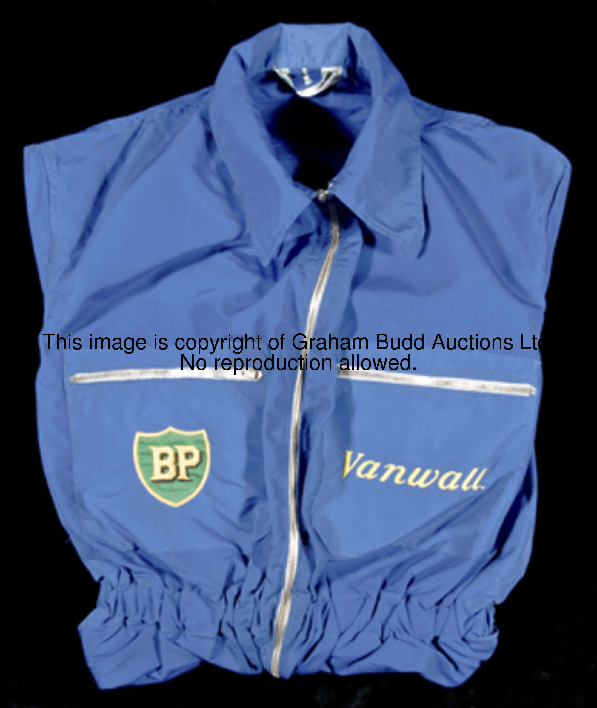 Vanwall F1 racing team-related ephemera 1955 to 1961, a collection comprising a set of royal blue zi...