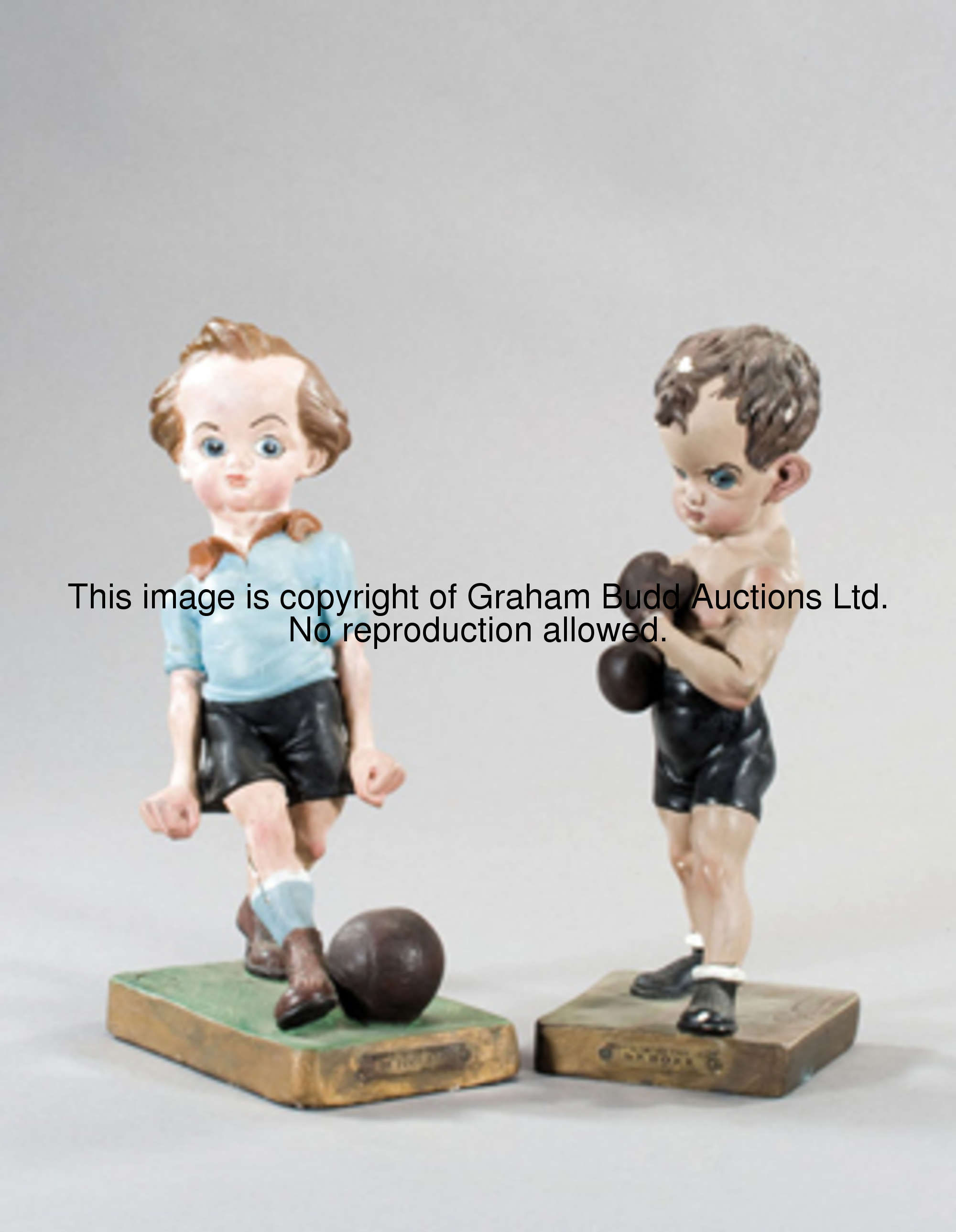 Two souvenirs from the 1924 Olympic Games in Paris, two caricature figures by Coffin, the first a pa...