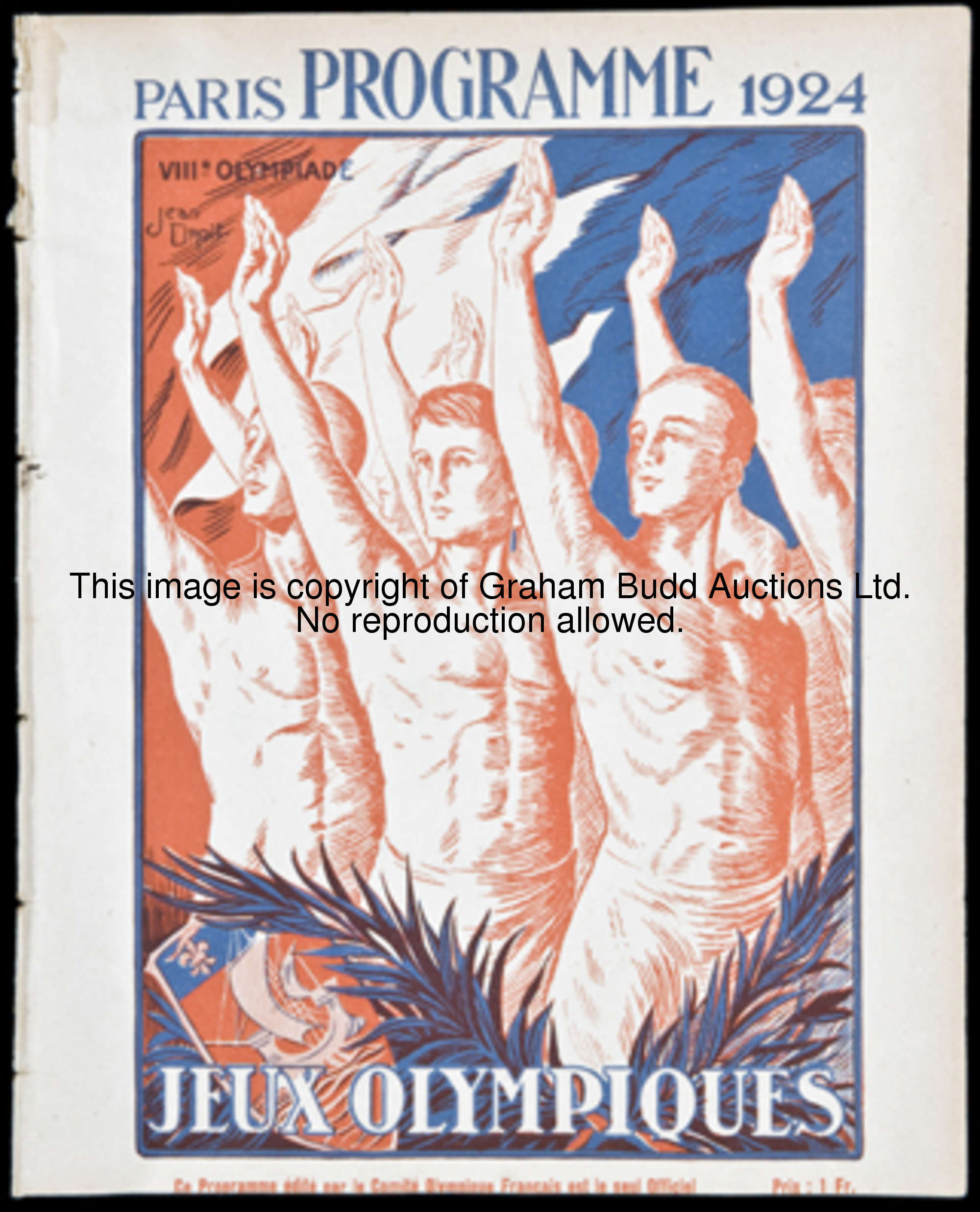 A Paris 1924 Olympic Games programme for the rugby match between France and Romania, played at the S...