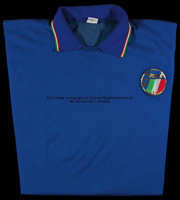 Franco Baresi: a blue Italy No.6 international jersey worn in the match v Belgium at Terni 15th Febr...