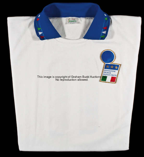 Gianluigi Lentini: a white Italy No.11 international jersey worn in the match v Scotland at Hampden ...