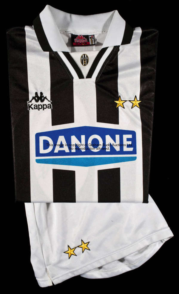 Roberto Baggio: a signed black & white striped Juventus No.10 jersey worn in the match v Lazio in To...