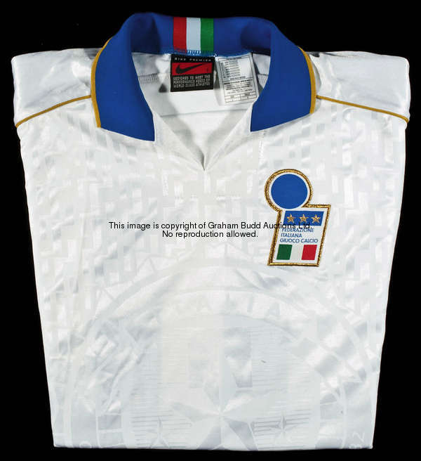 Gianfranco Zola: a white Italy No.11 international jersey worn in a friendly match in 1995, short-sl...