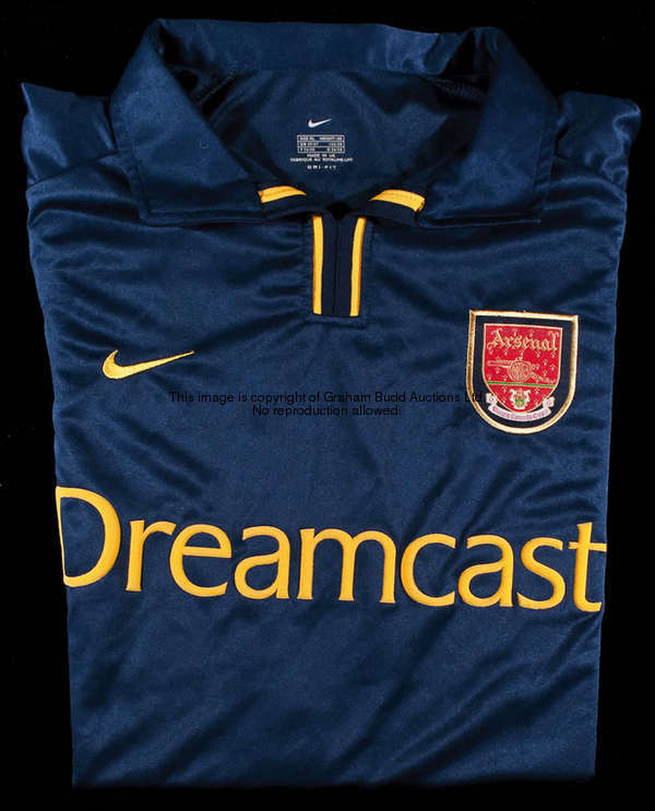 Patrick Vieira: a dark blue Arsenal No.4 Champions League jersey circa 2000/01, long-sleeved, UEFA f...