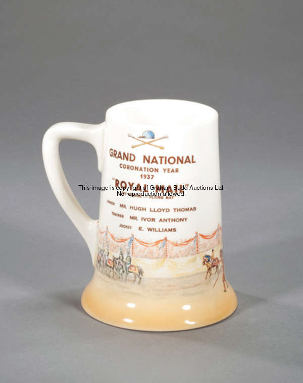 A Royal Doulton limited edition tankard commemorating the Grand National in Coronation Year 1937, wi...