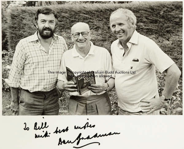 A signed Sir Donald Bradman  photograph personally dedicated to Bill Frindall, signed 'To Bill With ...