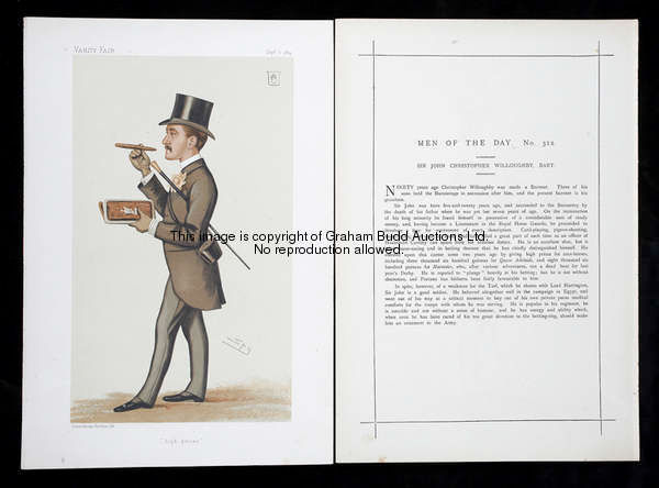 A collection of 30 Vanity Fair prints of Turf celebrities from the Men of the Day Series, unframed, ...