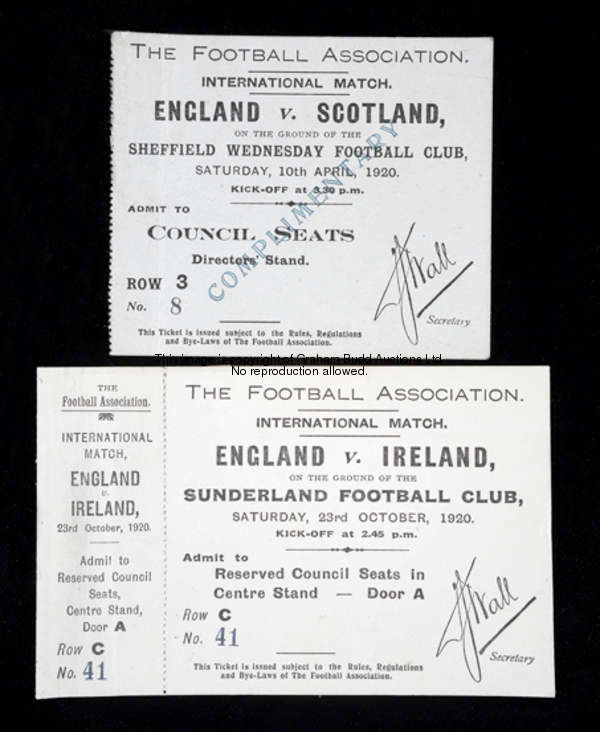 An unused ticket for the England v Ireland international match played at Sunderland FC 23rd October ...