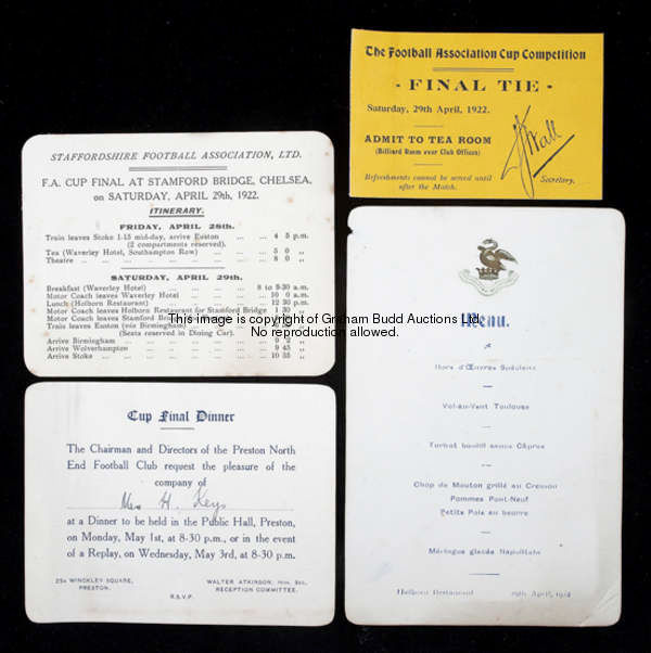 1922 F.A. Cup final memorabilia Huddersfield Town v Preston North End played at Stamford Bridge, com...