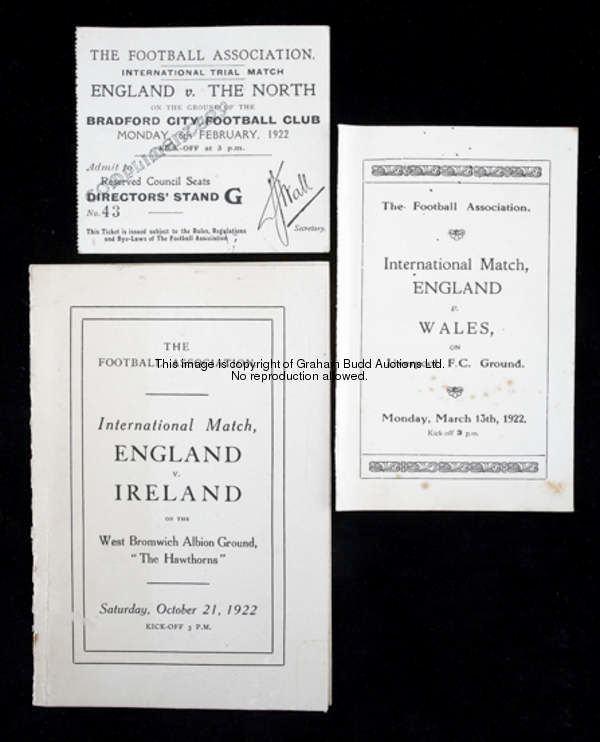 Two Football Association itineraries for the England v Wales international at Liverpool FC 13th Marc...