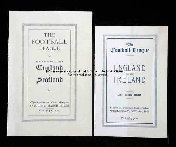 Two Football League Inter-League Match itineraries for England v Scotland played at Ibrox Park 18th ...