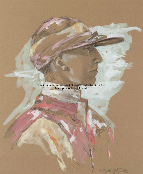 Alan Brassington (born 1959) JOCKEY signed & dated '00 in pencil, watercolour over traces of pencil ...