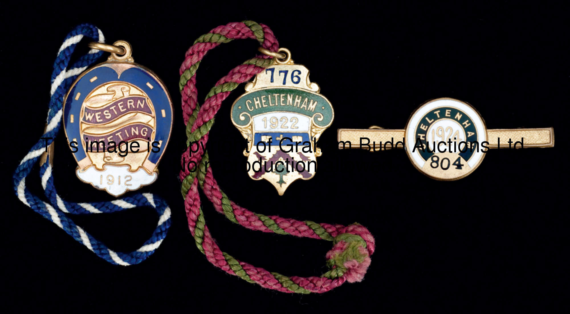 A rare member's gentleman's badge for the Ayr Western Meeting of 1912, in gilt-metal & enamel