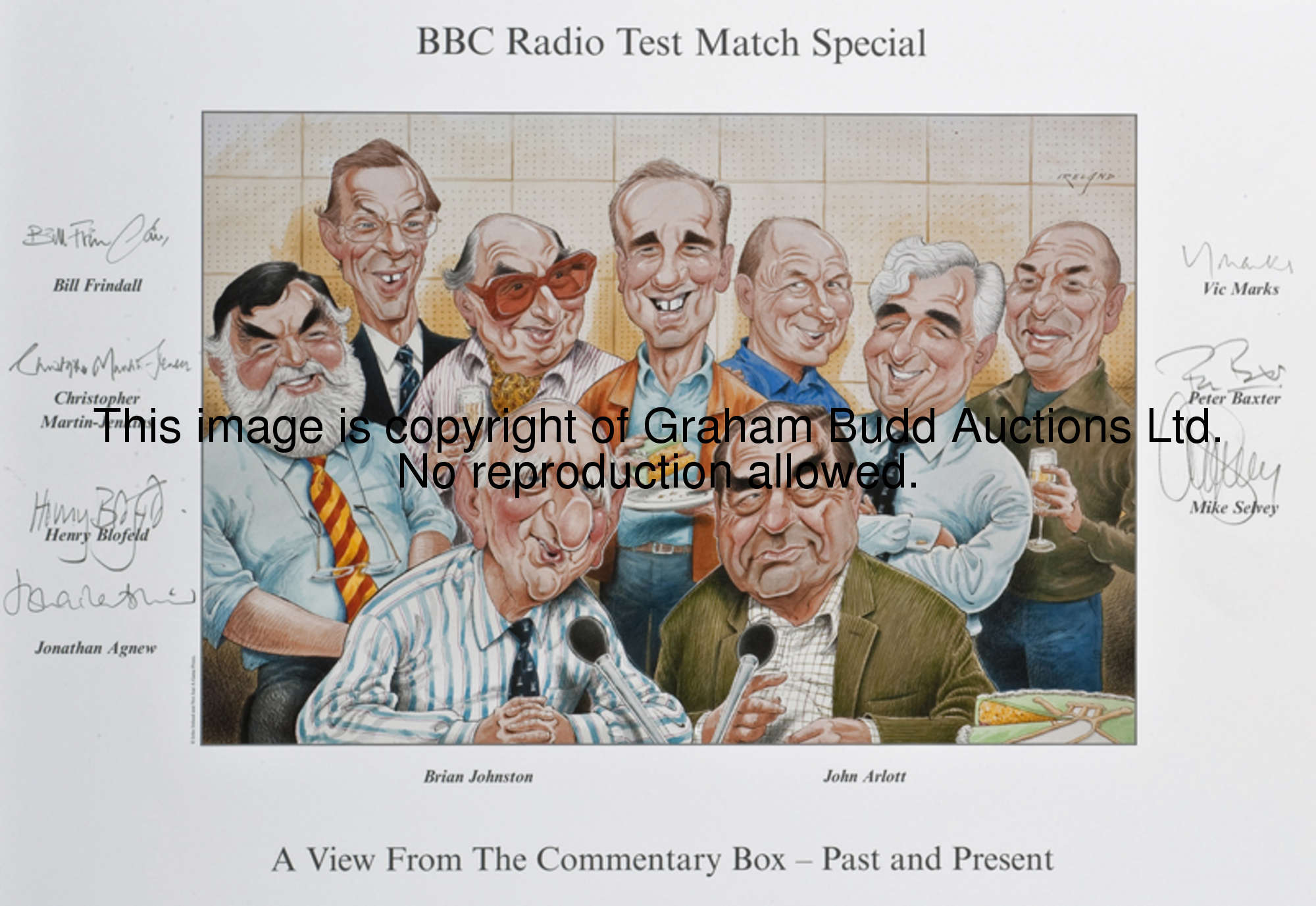 A collection of Test Match Special memorabilia, comprising framed photos of the TMS team, a limited ...