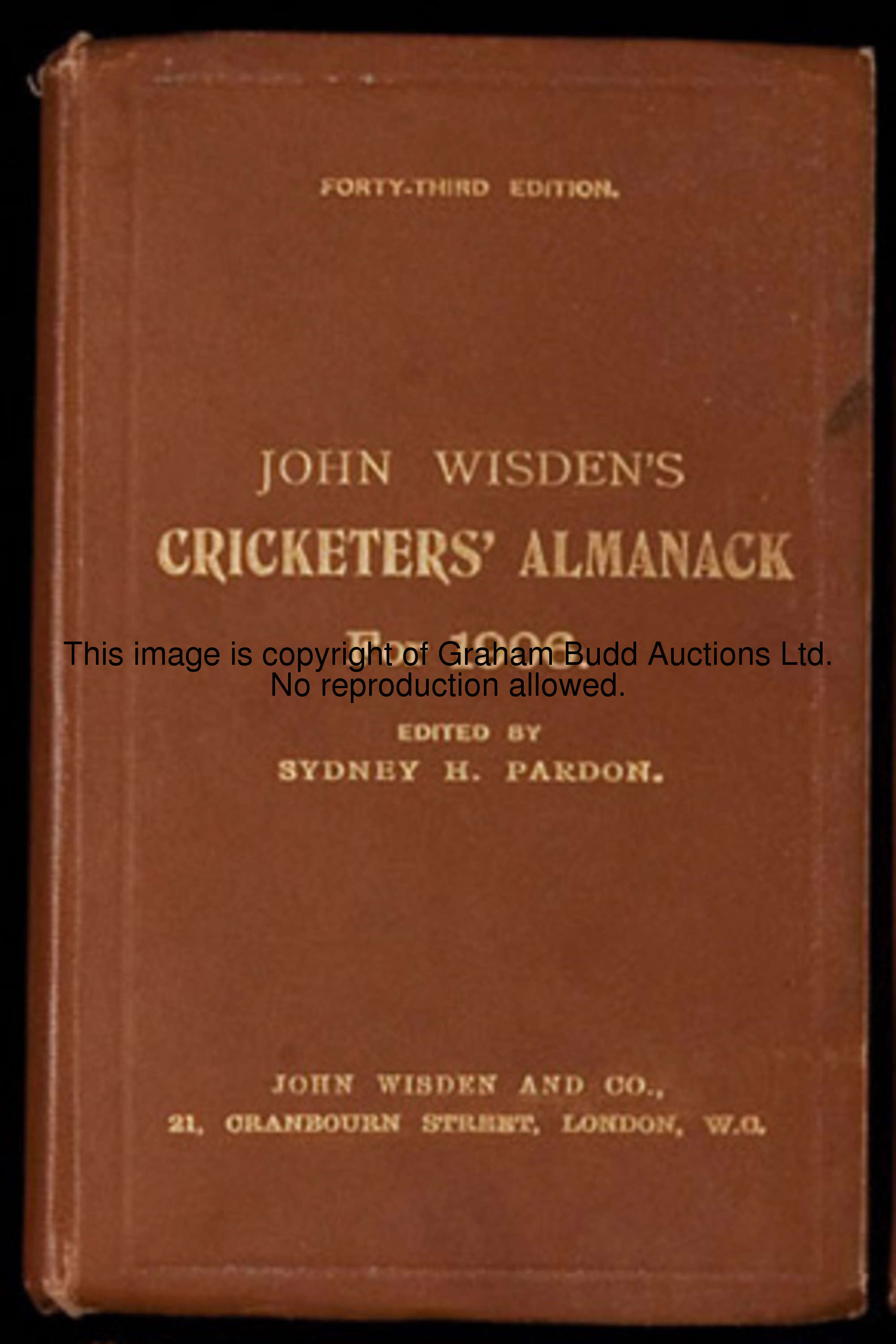 John Wisden's cricketers' almanack for 1906, original publisher's hardback, brown cloth gilt, in rea...