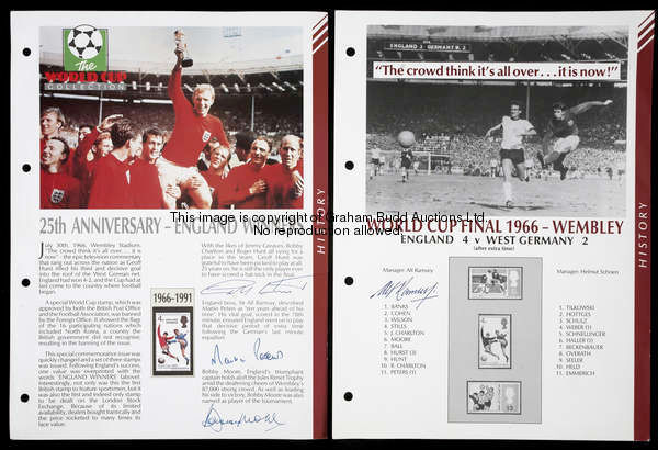 The autographs of Alf Ramsey, Bobby Moore, Geoff Hurst and Martin Peters, with the England 1966 Worl...