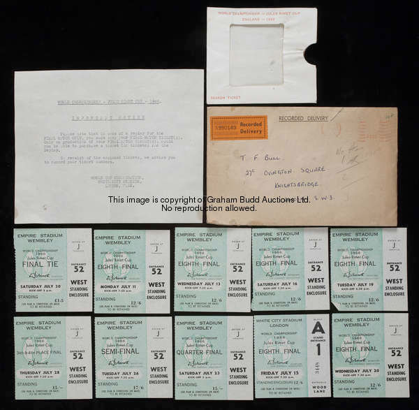 A set of ten 1966 World Cup ticket stubs, for all the matches played in London during the tournament...