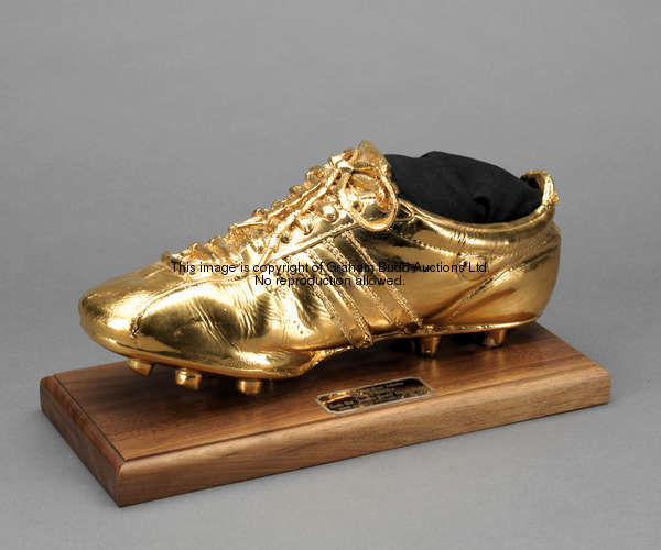 A John Charles Golden Boot, cast in ceramic by the Sports Casts artist Sean R Thomas from an origina...