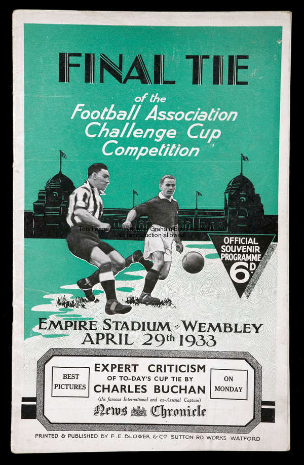 F.A. Cup final programme Everton v Manchester City 19th April 1933, in very good condition