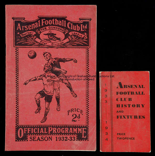 11 Arsenal home programmes dating from the Championship winning seasons of 1932-33, 1933-34 & 1934-3...