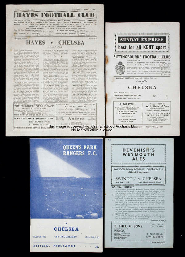 programmes for Seven Chelsea away friendlies in the 1940s & 1950s, including the very scarce Hayes i...