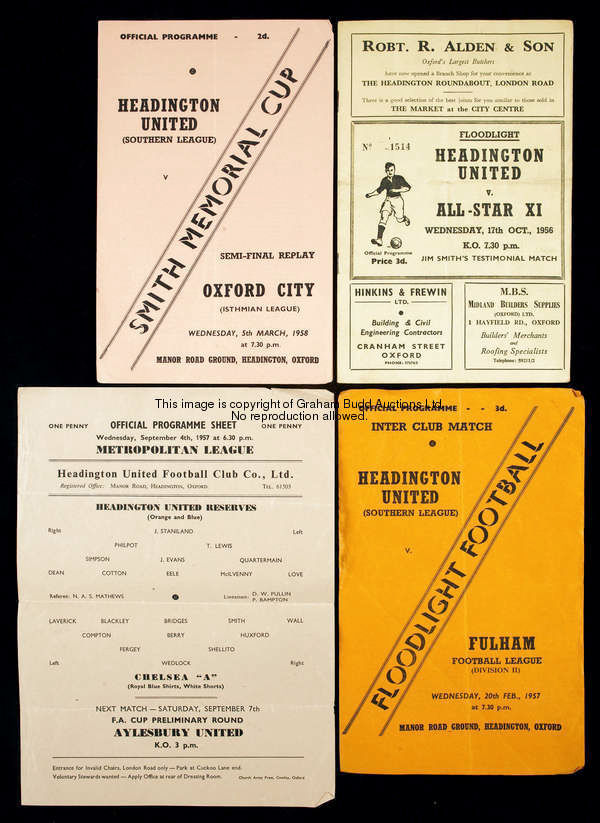 48 Headington United home programmes mostly from seasons 1956-57 and 1957-58, the lot including two ...
