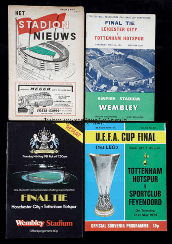 18 Tottenham Hotspur programmes for showpiece matches dating between 1961 and 1991, 1963 ECWC final,...