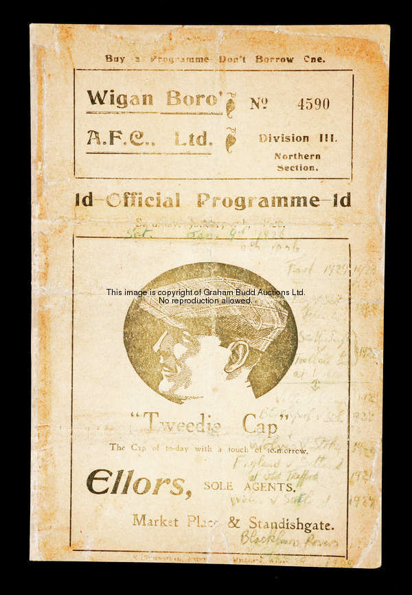 Wigan Borough v Stoke F.A. cup match programme 9th January 1926, professional restoration  Wigan Bor...