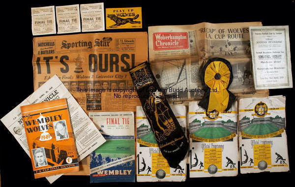 Wolverhampton Wanderers 1949 F.A. Cup memorabilia, comprising: an official and a souvenir programme ...