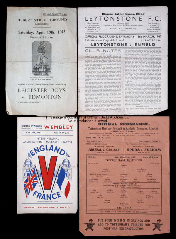 A collection of 76 1940s programmes, the programmes mostly Arsenal & Spurs wartimes, also other Lond...